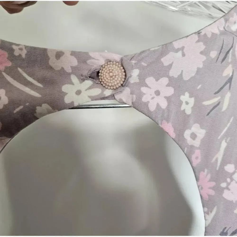 Free People Purple Floral Open Back Sundress Keyhole Tulle Hem Size 4
